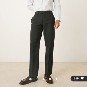 ASOS DESIGN smart straight leg pants in dark green with wool twill